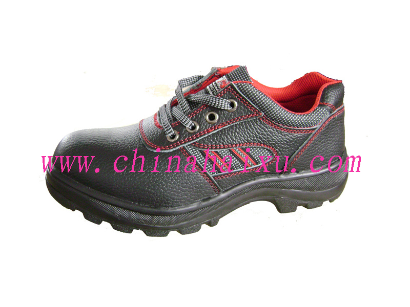 Embossed Black Cow Leather Safety Shoes