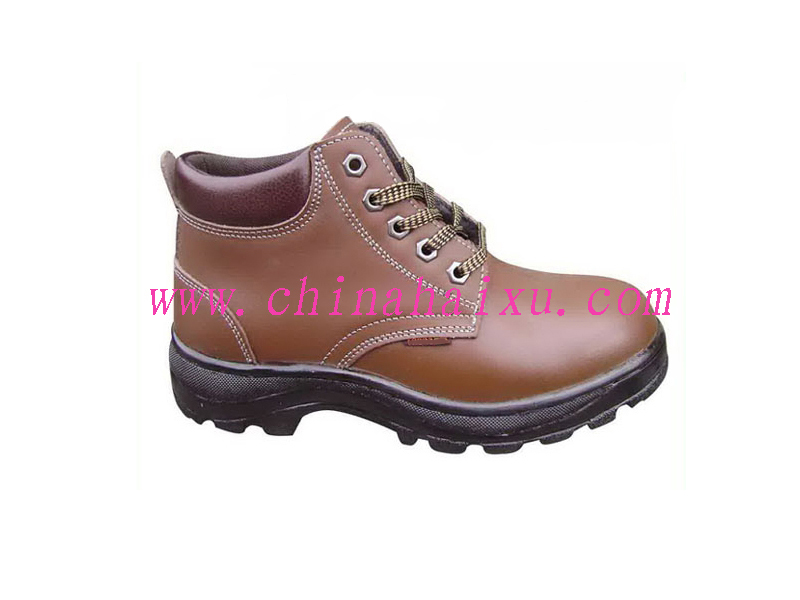 Brown Embossed Cow Leather Safety Shoes