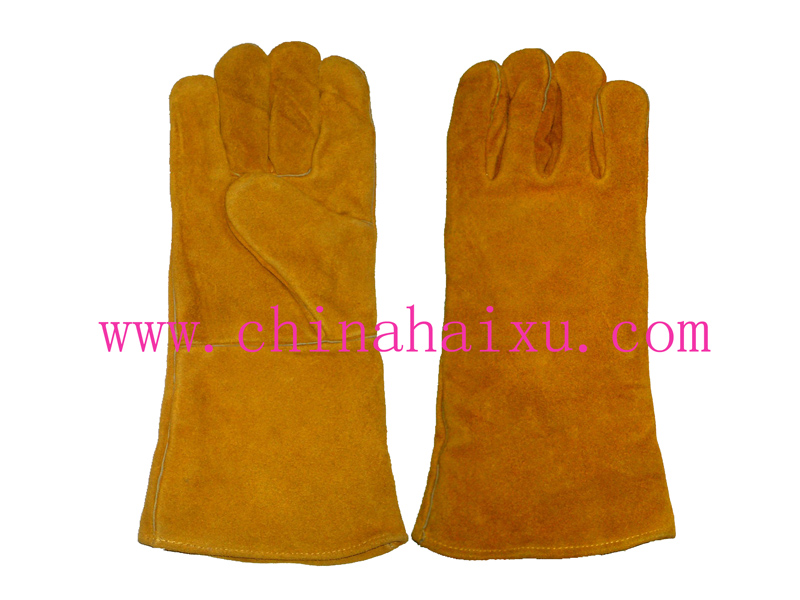 Yellow cow split leather welding working gloves