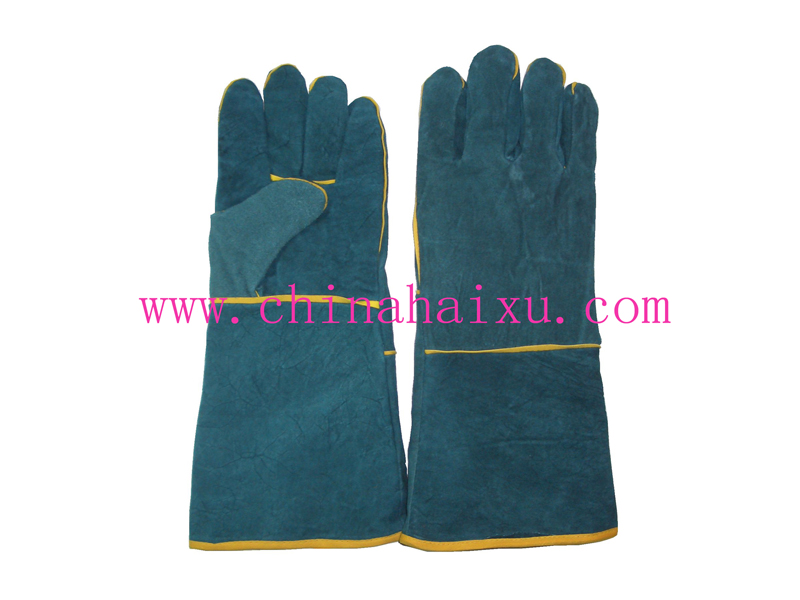 Cow split leather long welding safety gloves