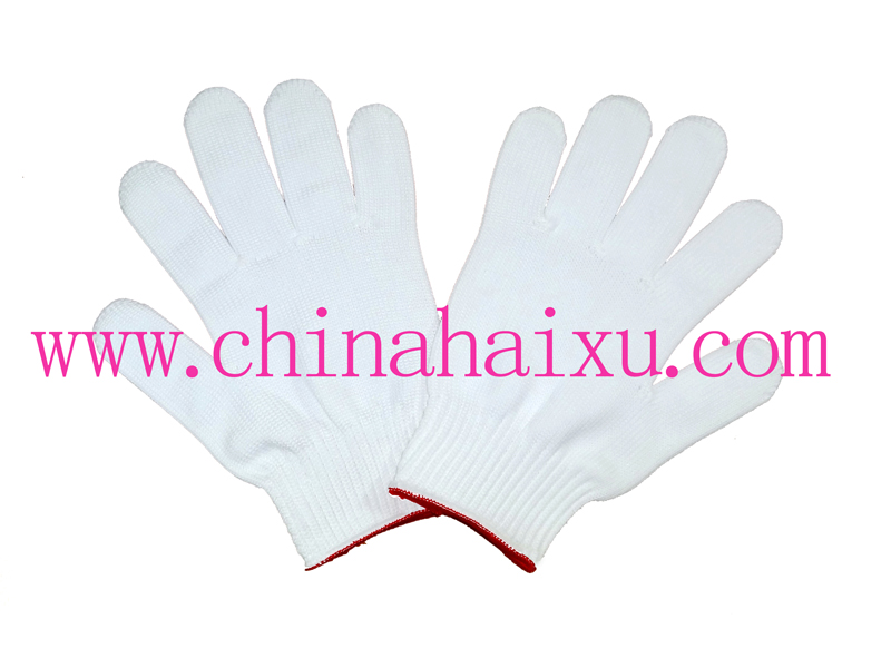 7 gauge white polyester knitted safety glove