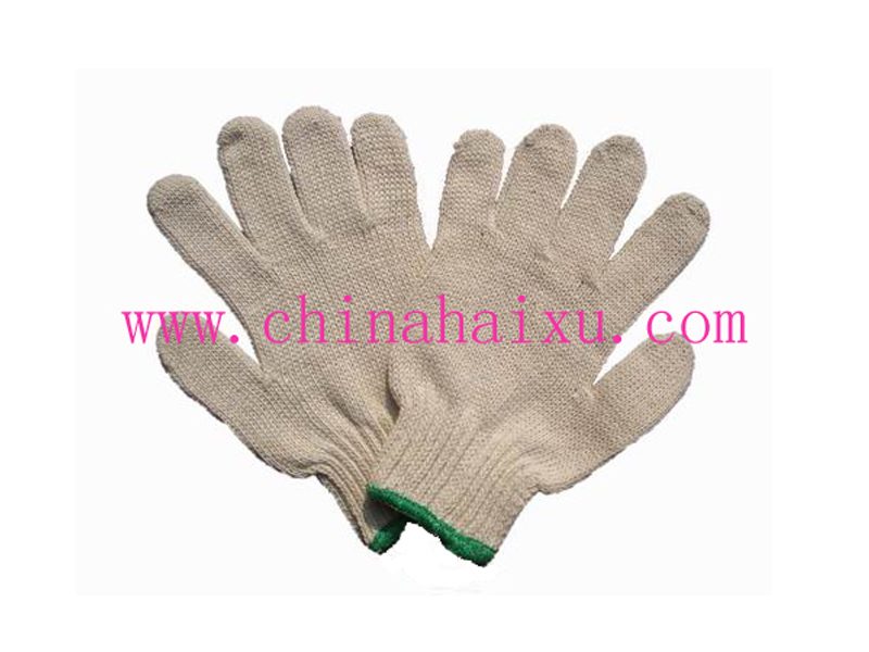 7 gauge natural white cotton knitted gloves