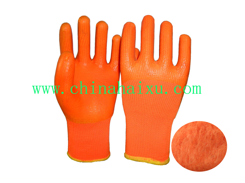 PVC coated polyester looped protective gloves
