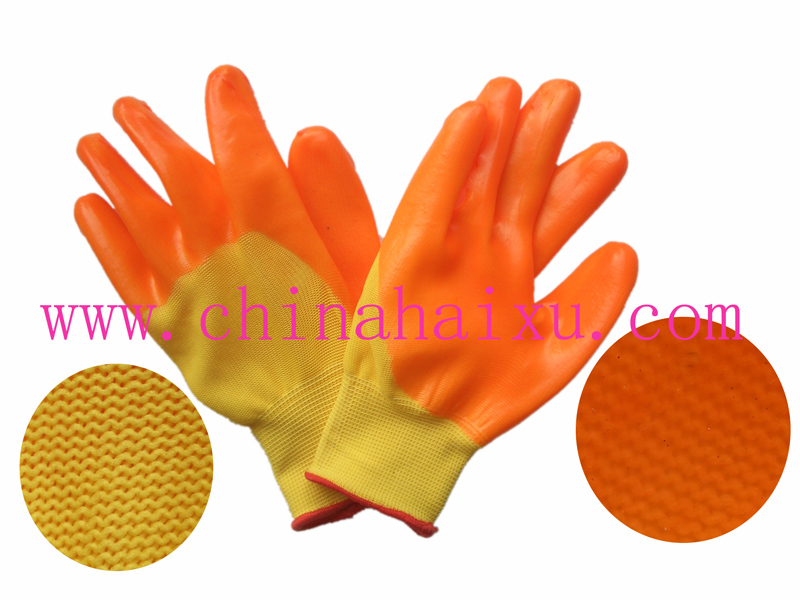 Orange PVC coated PVC gloves