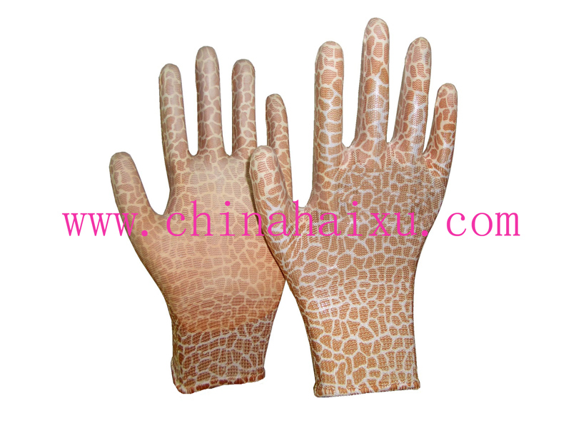 Colorized PU coated garden hand gloves