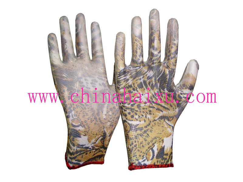 13 gauge polyester PU household gloves with design