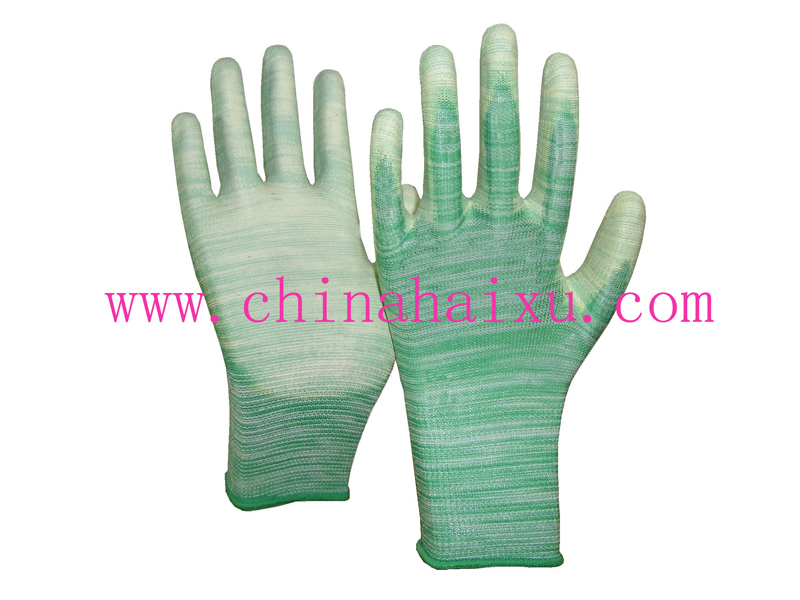 Colorized polyester knitted shell PU electrical glove