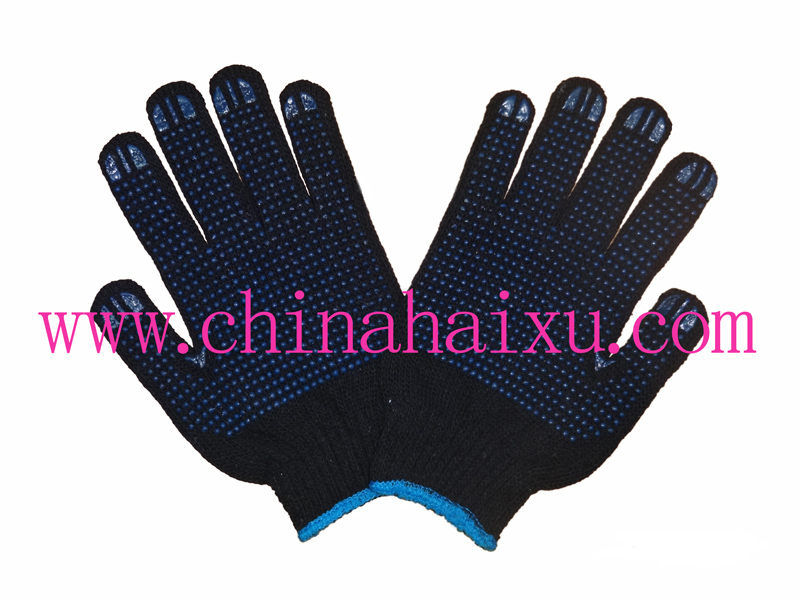 PVC dotted coated black work gloves