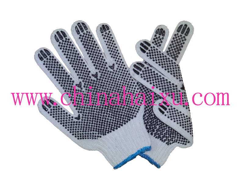 Both side PVC dotted work safety gloves