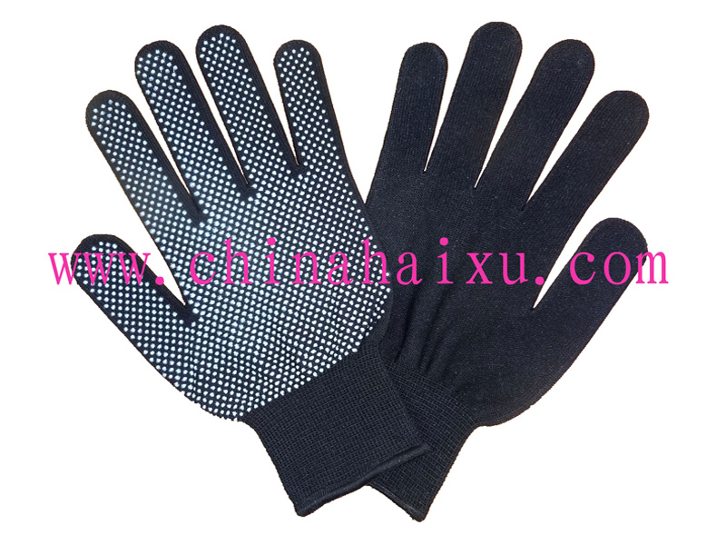 Black polyester PVC coated anti-skidding glove