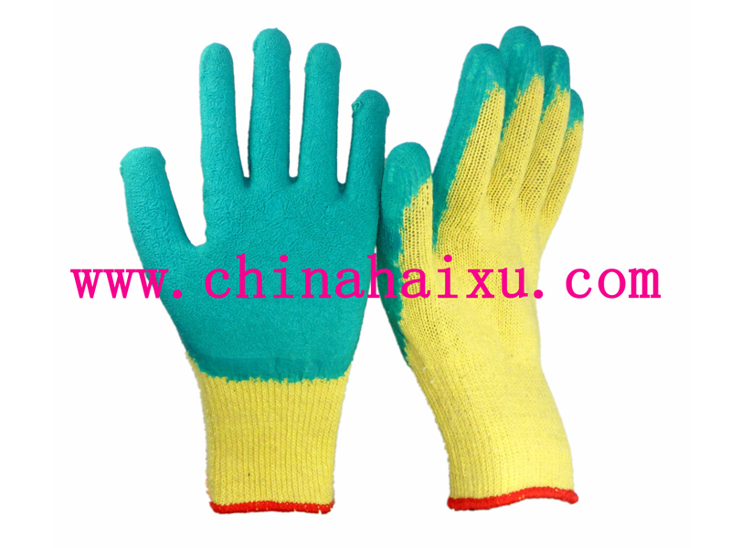 Roving shell latex coated protective gloves