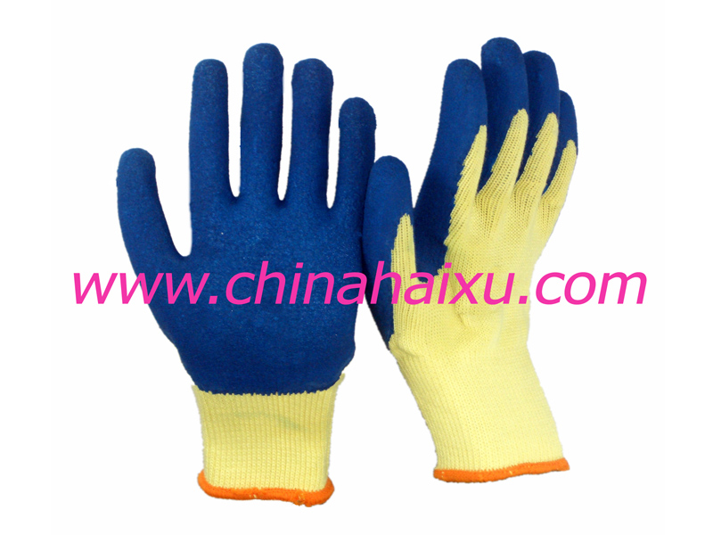 21s T/C liner builders blue latex coated work gloves