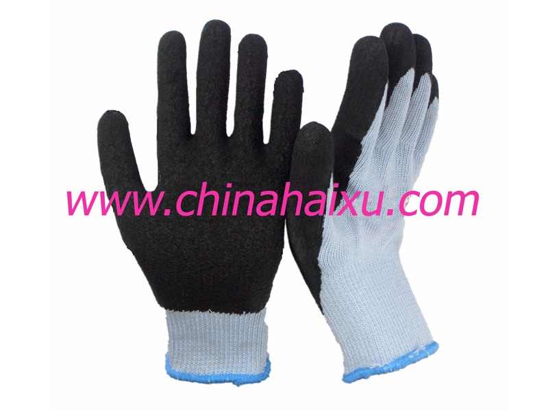 Natural latex coated yarn gloves