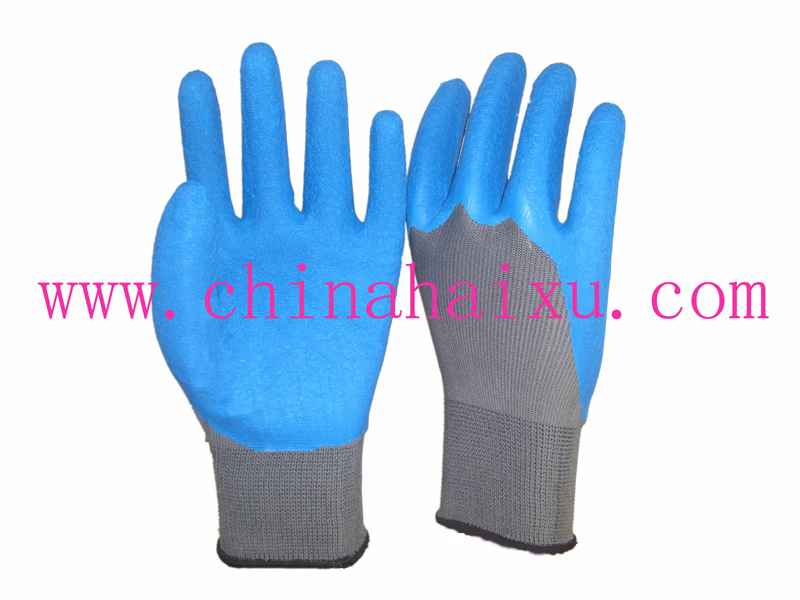3/4 coated blue latex grey polyester labor gloves