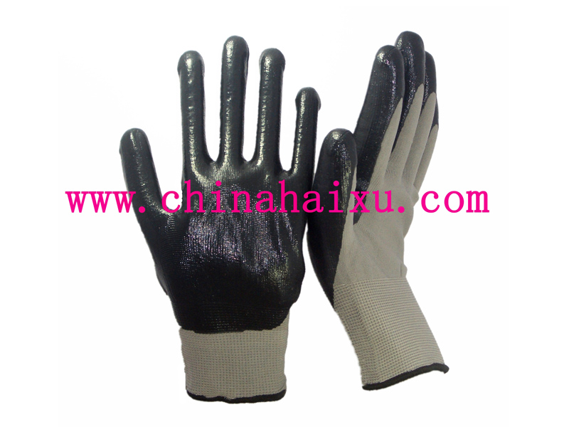 Grey nylon grey nitrile coated gloves