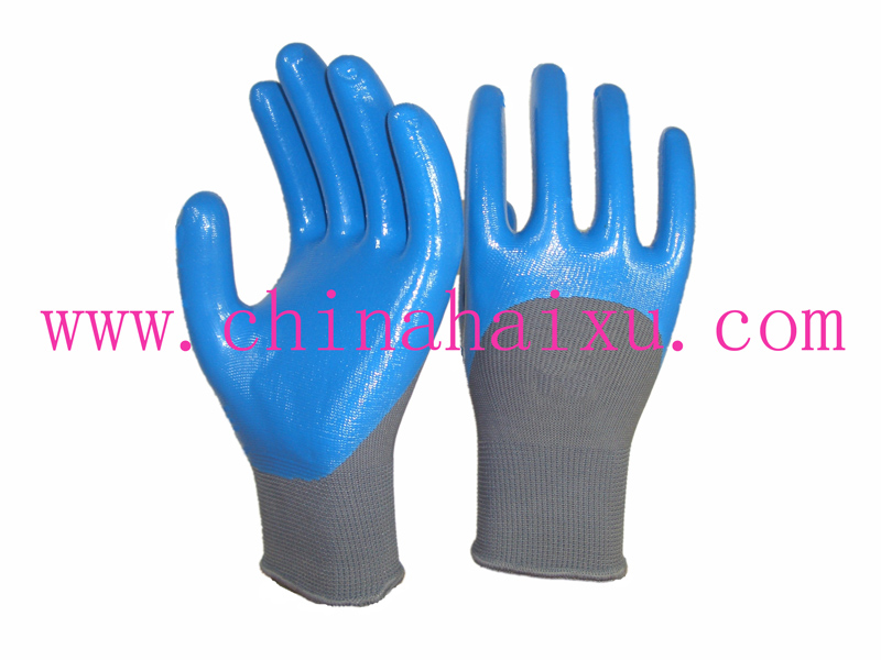 3/4 nitrile coated industrial labor gloves