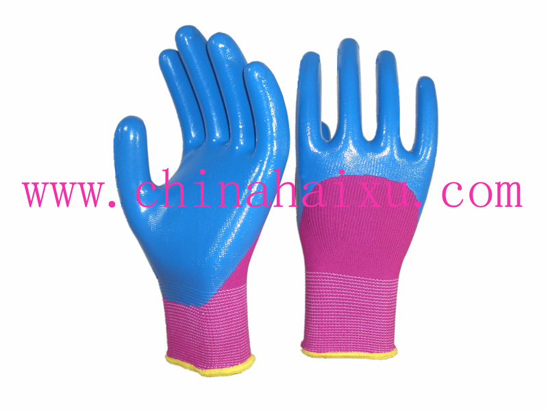 High quality nitrile 3/4 coated safety gloves
