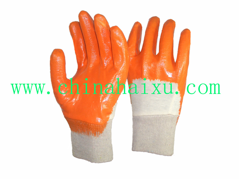 Yellow nitrile 3/4 coated work gloves